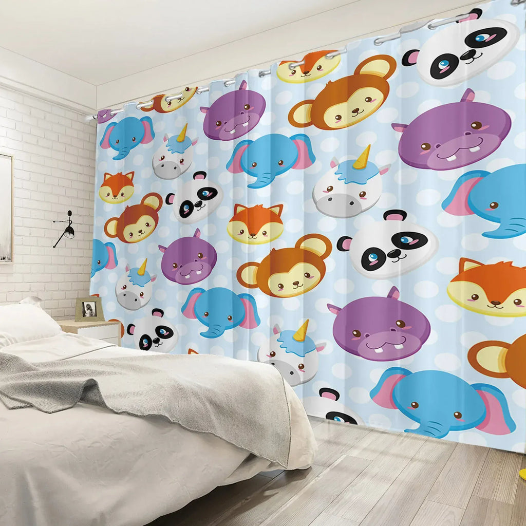 Rideaux Enfant Occultants – Motifs Baleine, Licorne, Espace & Éléphant, Décoration Chambre Garçon / Fille