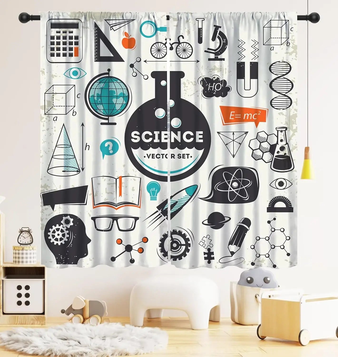 Rideaux Enfant Thème Espace – Astronaute & Planètes, Occultants, Décoration Chambre