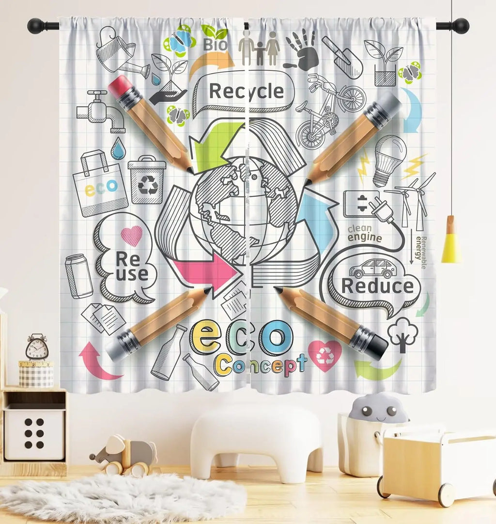 Rideaux Enfant Thème Espace – Astronaute & Planètes, Occultants, Décoration Chambre