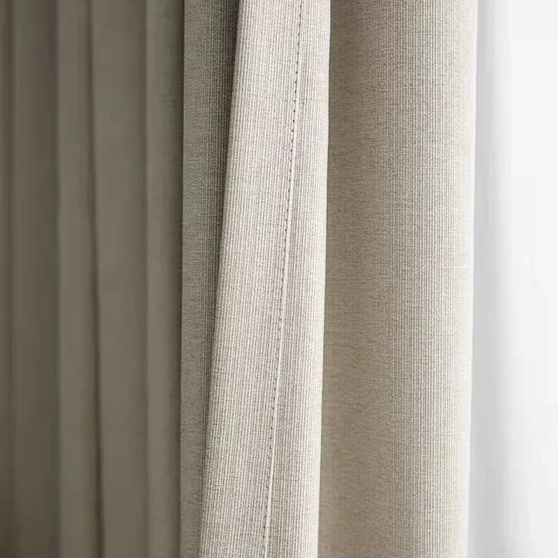Rideaux Épais Crème Effet Lin – Occultants, Salon & Chambre, Finition Sur Mesure