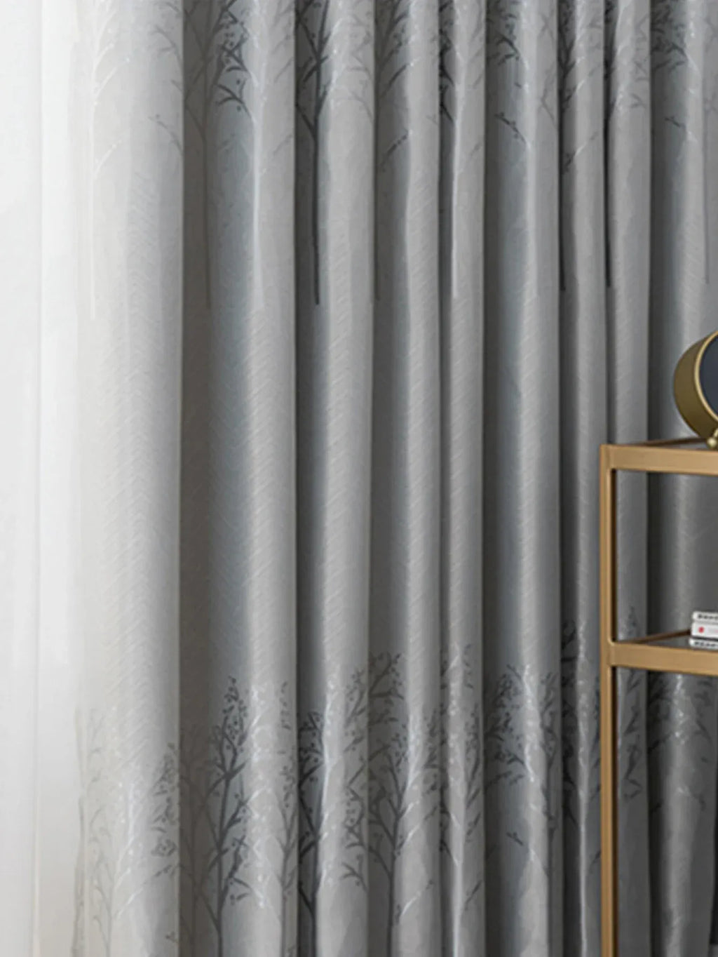 Rideaux Épais Gris Élégants – Style Light Luxury pour Salon