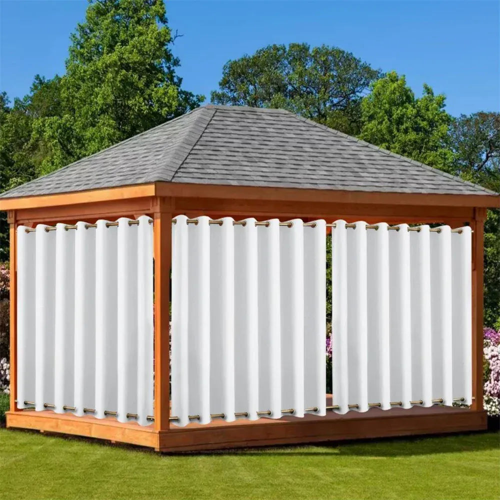 Rideaux Extérieurs Imperméables & Anti-Vent – Sur Mesure, Occultants avec Œillets Haut/Bas pour Balcon, Patio ou Jardin