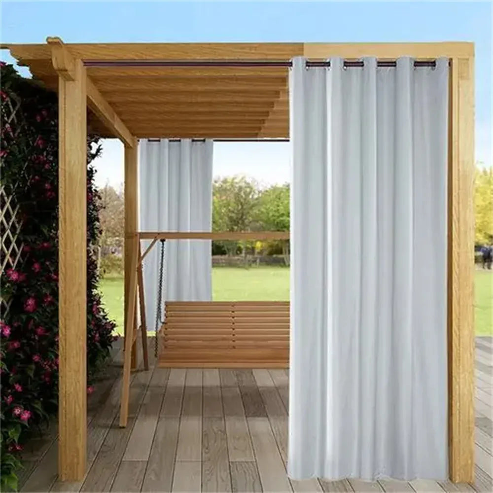 Rideaux Extérieurs Imperméables Sur Mesure – Œillets Supérieurs avec Sangle, Pour Jardin, Patio, Porche ou Piscine
