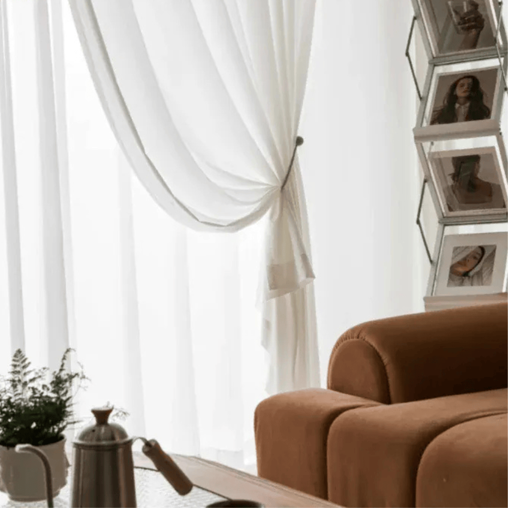 Rideaux Légers de Gamme 2 Pièces – Voilage Tulle Blanc pour Pièce de Vie et Fenêtres