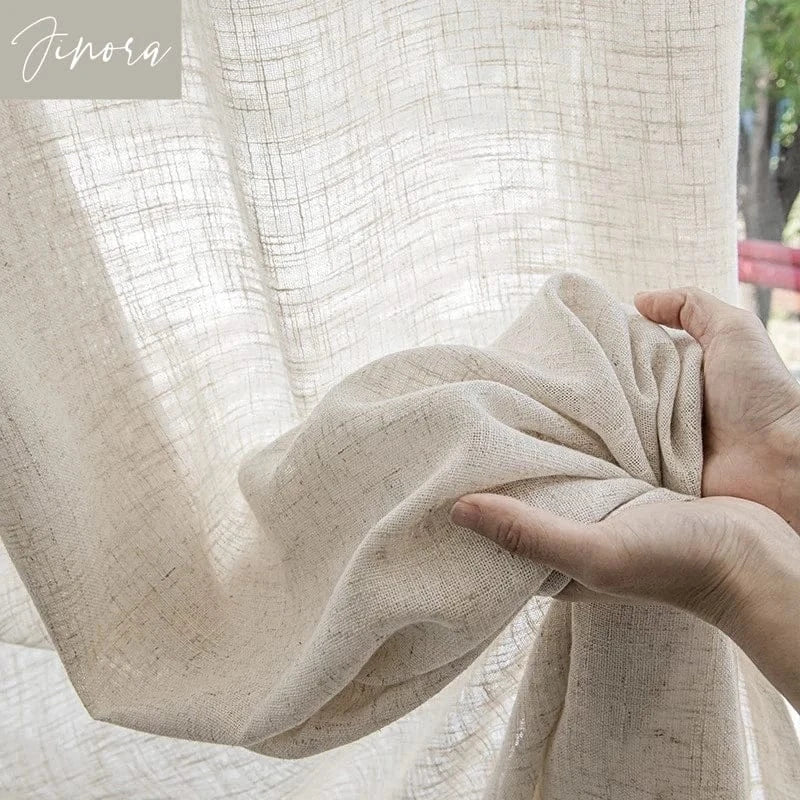Rideaux Légers gamme Voilage -  Naturel Lin & Coton pour Fenêtres de Pièce de Vie