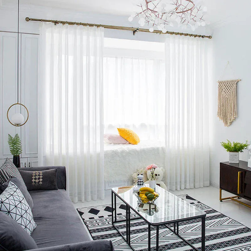 Rideaux Légers Haut de Gamme – Voilage Chiffon Blanc pour Pièce de Vie et Fenêtres