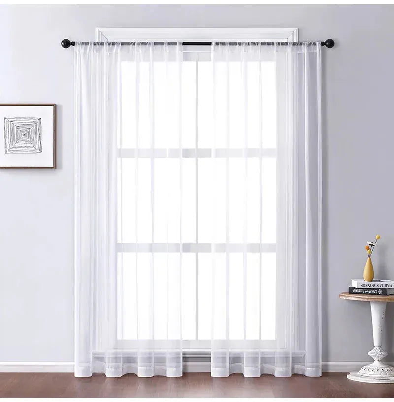 Rideaux Légers  – Tulle Blanc Transparent pour Portes et Pièces de Vie