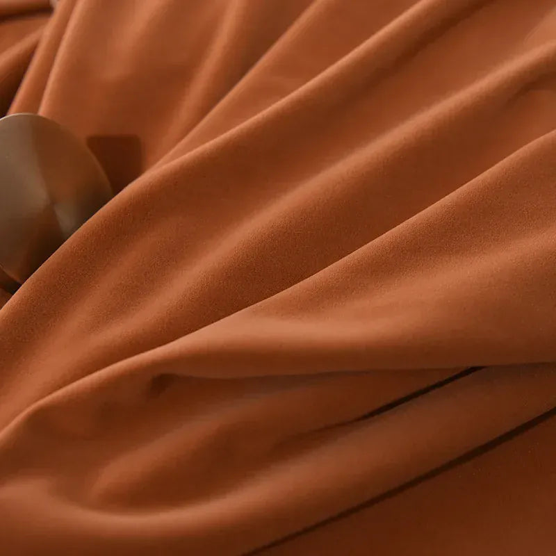 Rideaux Luxe Nordique en Velours Laine – Occultants Sur Mesure, Coloris Caramel Orange pour Salon & Chambre