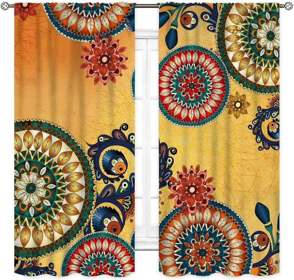 Rideaux Mandala Bohème – Imprimé Paisley Indien Occultant pour Salon et Pièce de Vie