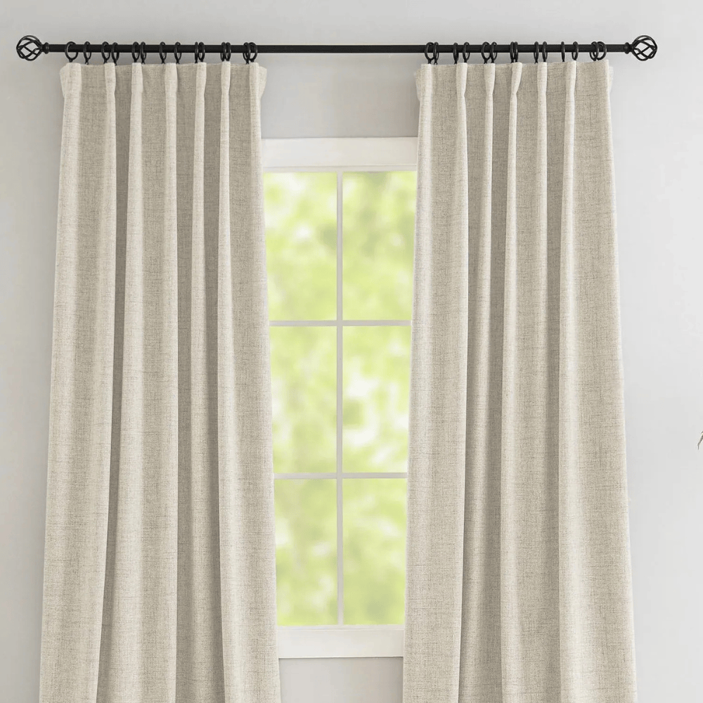 Rideaux Occultants 100% Sur Mesure – Hauteur 350 cm, Tissu Effet Lin pour Salon ou Chambre à Plafond Haut