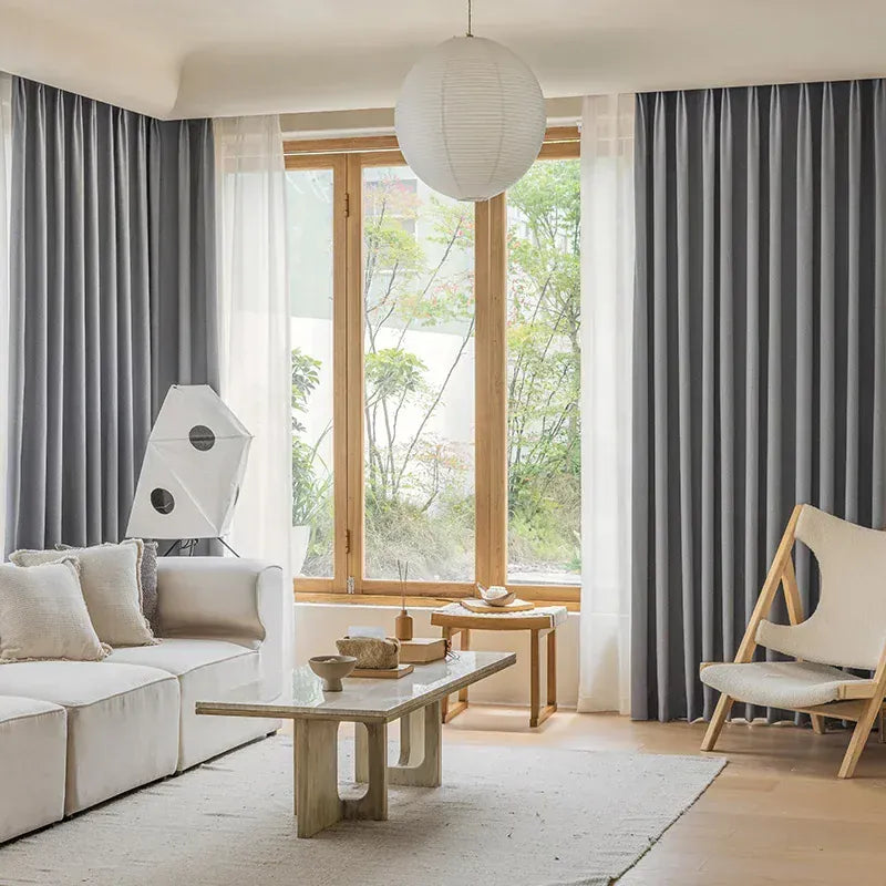 Rideaux Occultants Acoustiques – Sur Mesure pour Salon et Salle à Manger, Tissu Gris Élégant