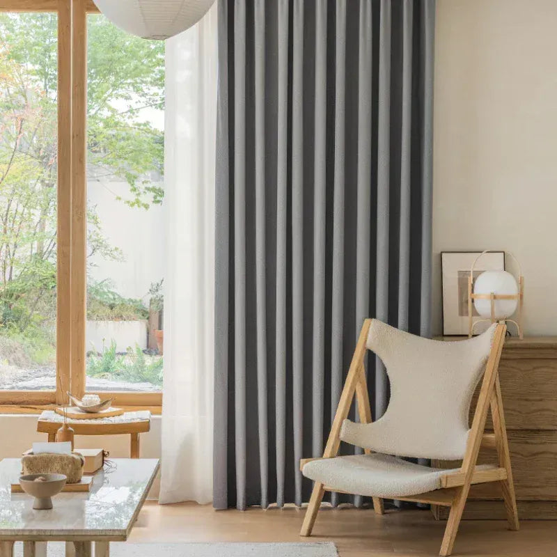Rideaux Occultants Acoustiques – Sur Mesure pour Salon et Salle à Manger, Tissu Gris Élégant