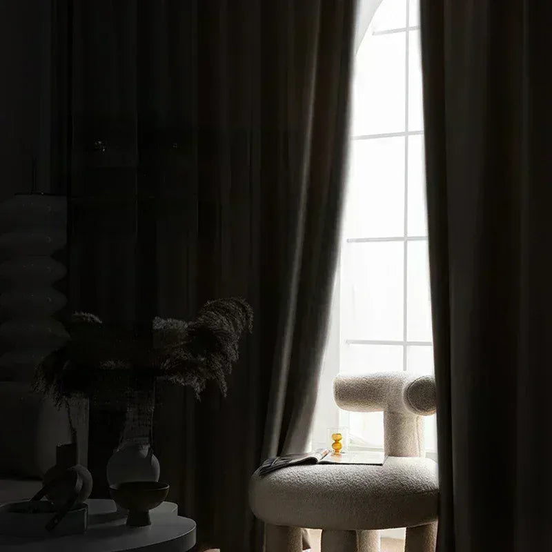 Rideaux Occultants Épaissis 2025 – Tissu Crème Style Français, Coton Lin, Pour Salon ou Chambre
