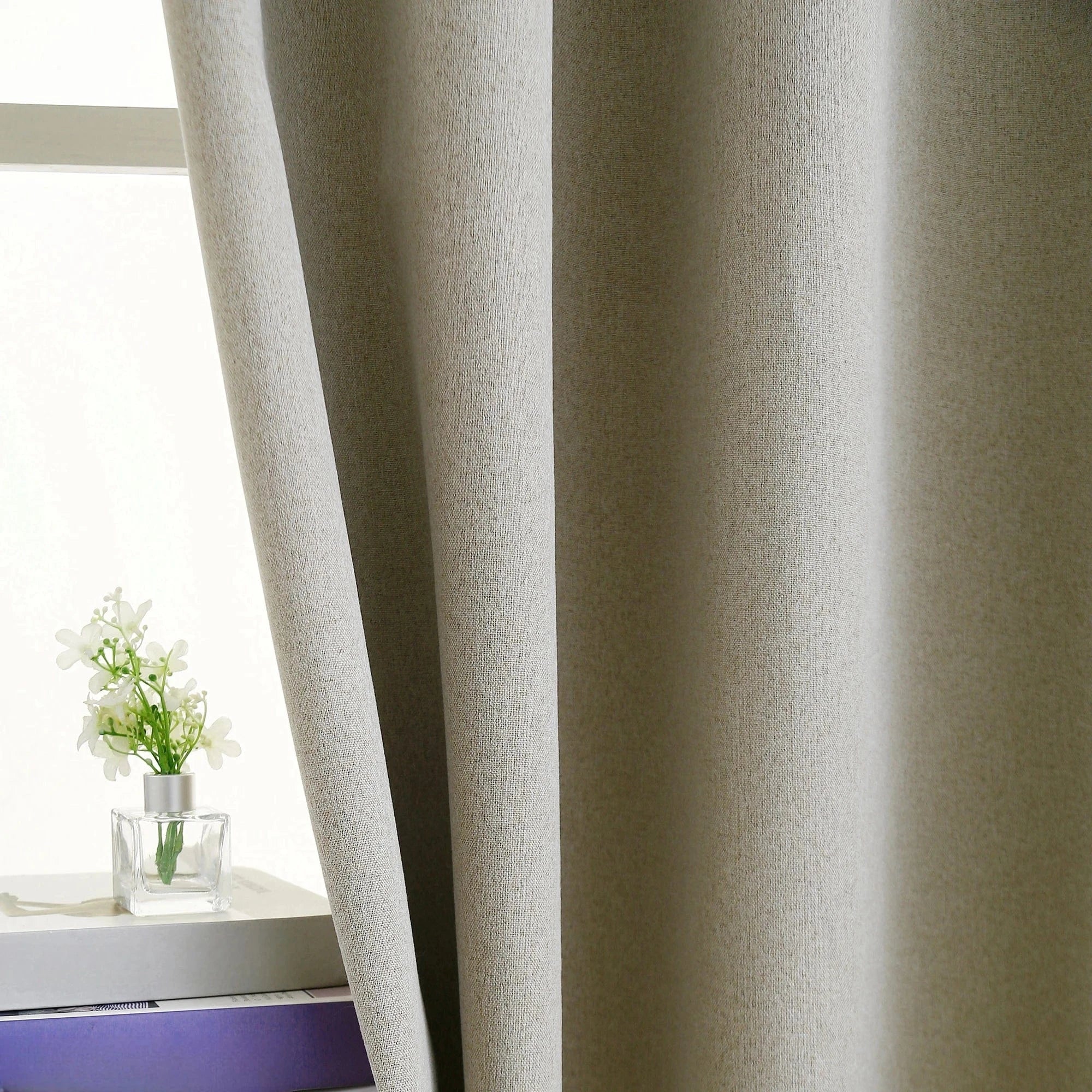 Rideaux Occultants Luxe 310 cm – Tissu Effet Lin, Style Moderne pour Salon ou Chambre