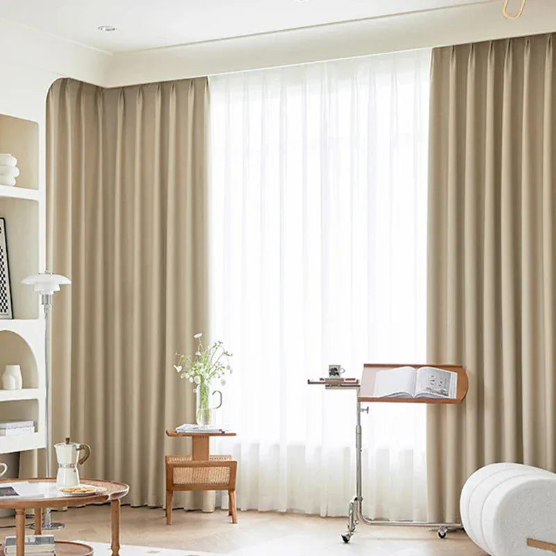 Rideaux Occultants Modernes Sur Mesure – Effet lin Beige Élégant, 85% d’Opacité pour Chambre ou Salle à Manger