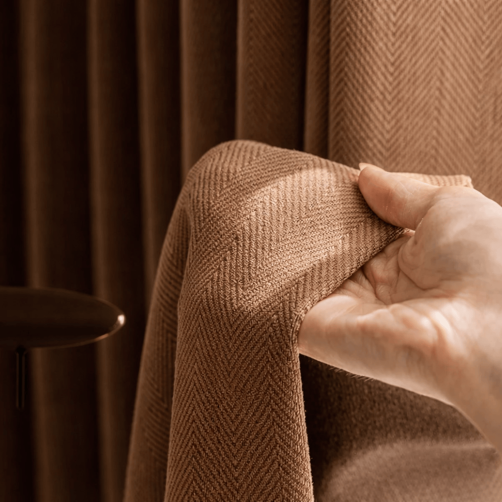 Rideaux Occultants Rétro 2025 – Coloris Brun Lait Terracotta, Tissu Chenille Haut de Gamme Sur Mesure pour Salon & Chambre