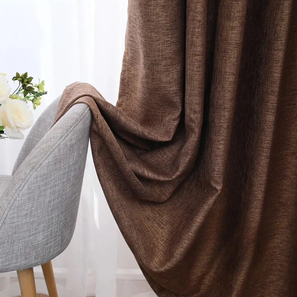 Rideaux Occultants Style Nordique – Tissu Floral en Chanvre Torsadé Ignifuge, Pour Salon, Chambre ou Bureau