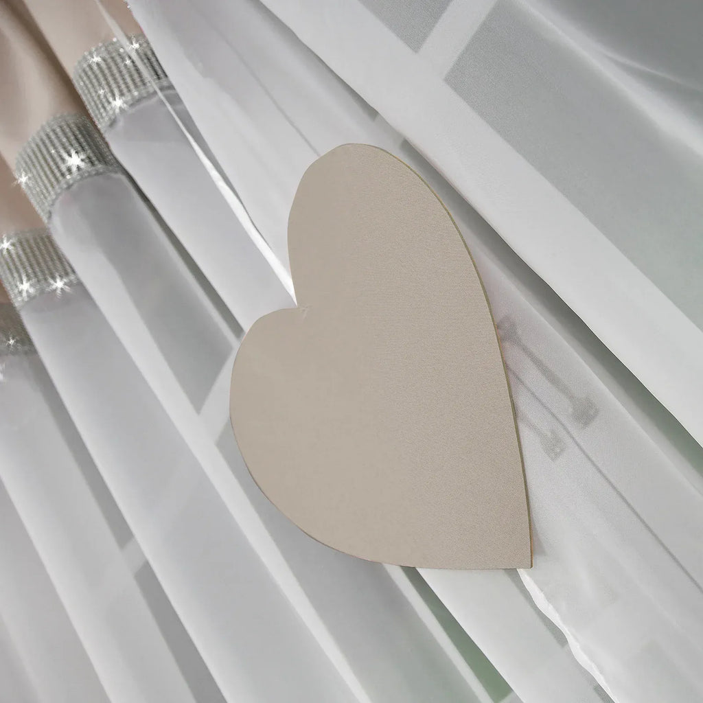 Rideaux Semi-Transparents avec Cœurs Argentés – Design Découpé Laser, Protection UV, 1 Pièce