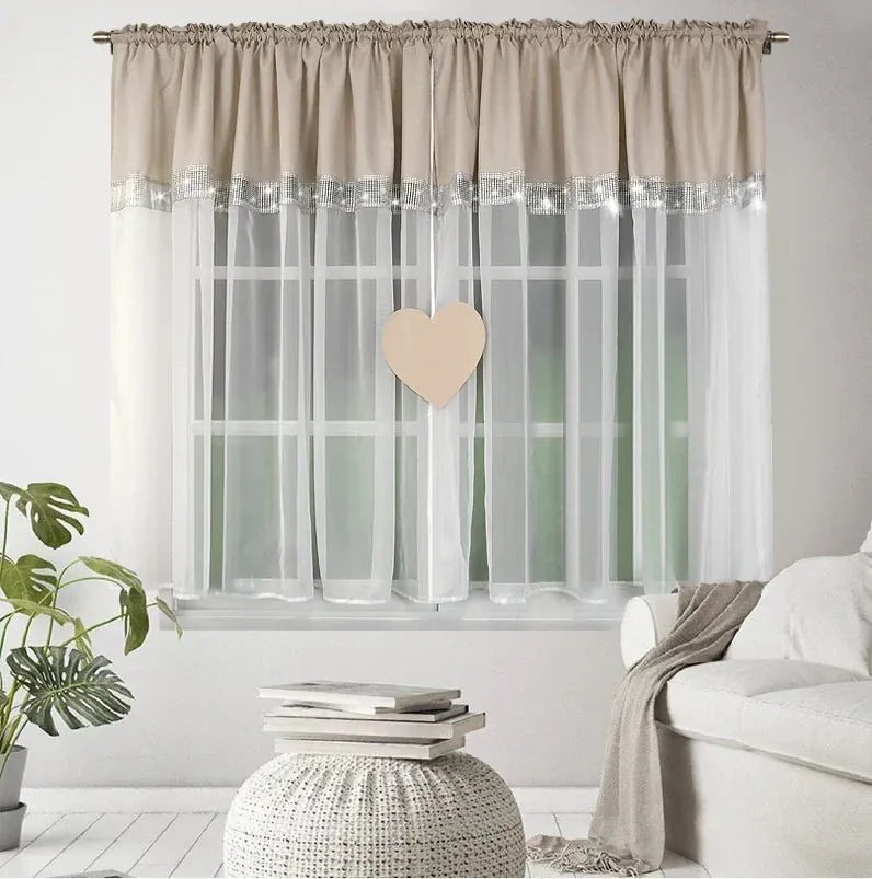 Rideaux Semi-Transparents avec Cœurs Argentés – Design Découpé Laser, Protection UV, 1 Pièce