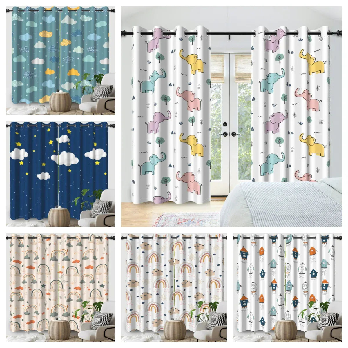 Rideaux Thème Animalier pour Enfants – Motifs Ludiques, Blackout, Fenêtre Chambre