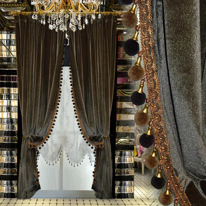 Rideaux Thermiques en Velours Épais Uni – Drapés Occultants Luxe pour Salon et Chambre