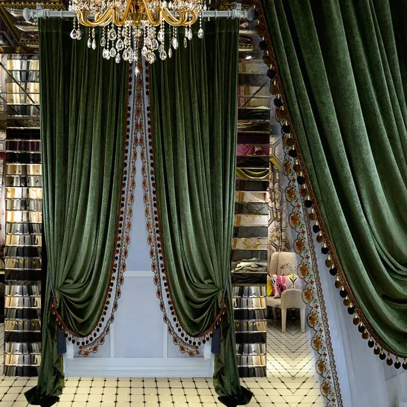 Rideaux Thermiques en Velours Épais Uni – Drapés Occultants Luxe pour Salon et Chambre