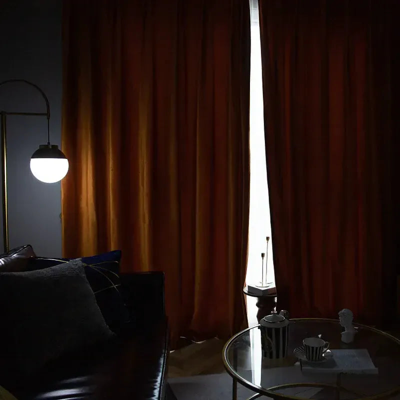 Rideaux Velours Orange Style Américain – Occultants Épais, Sur Mesure pour Salon & Chambre
