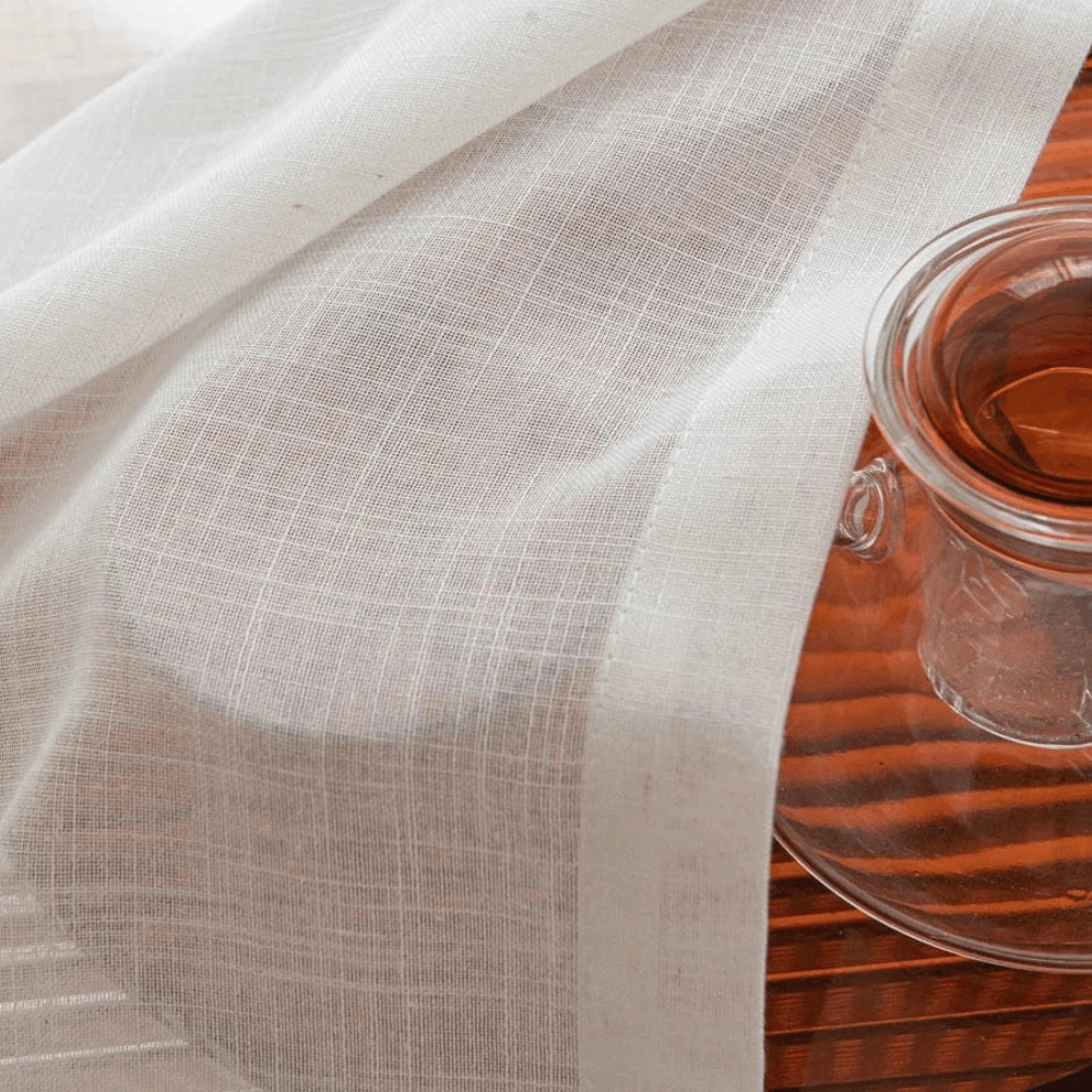 Rideaux Voile Blanc Moderne – Tissu Effet Lin, Finition Vague, Décoration Fenêtre Élégante