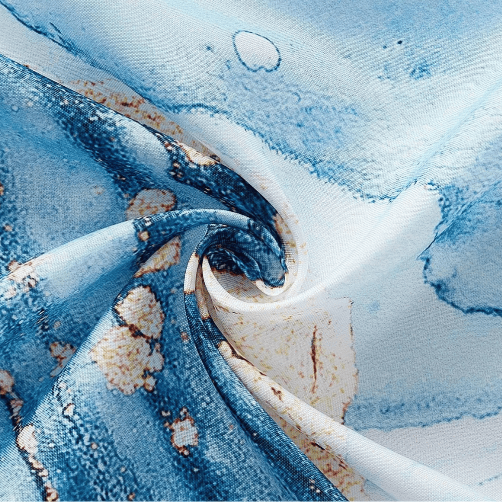 Set Salle de Bain Marbre Bleu et Or – Rideau de Douche Luxe Étanche Motif Granit Abstrait