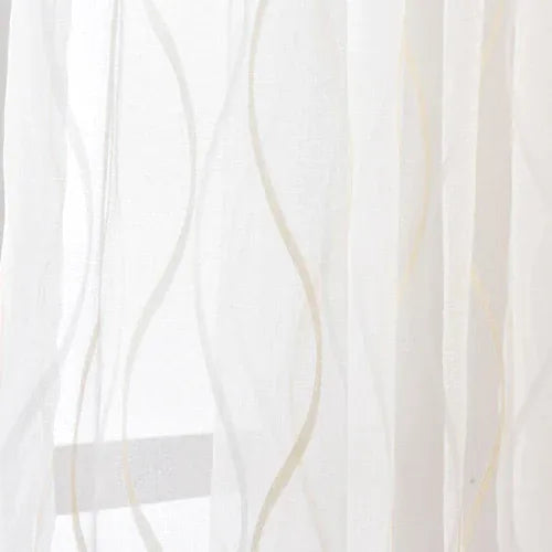 Silver Gold / W250cmXL250cm / Metal Grommet Top Voilage Rayé Rustique Jacquard – Rideaux Légers pour Chambre d’Enfant, Style Européen Élégant et Lumineux
