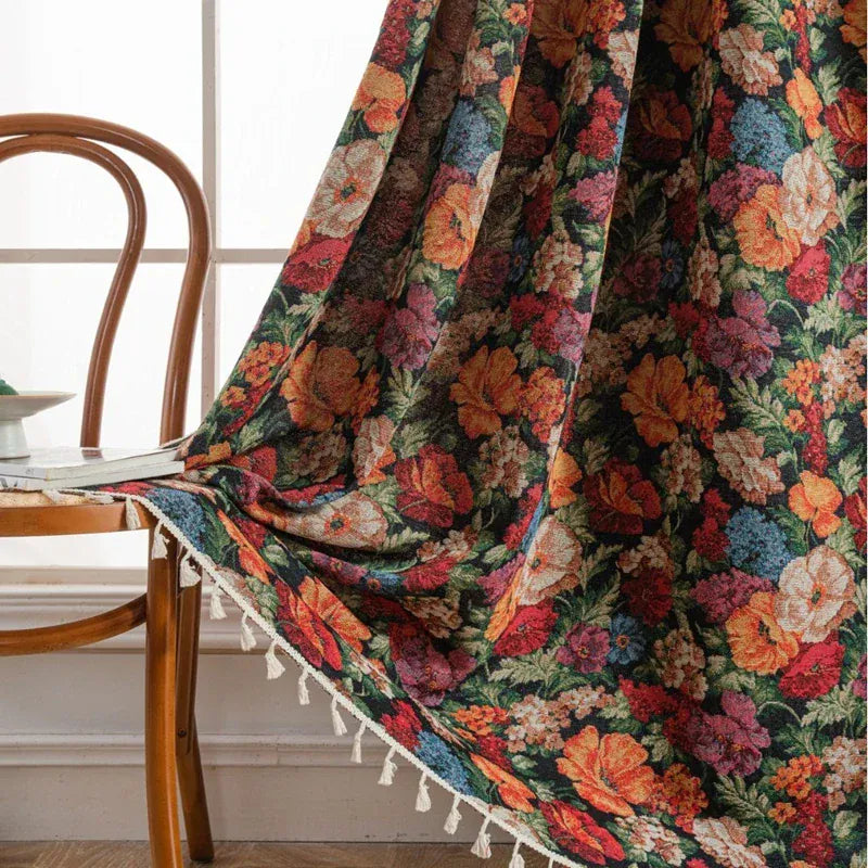 Style 4 / W150 x H260cm / Punching|CHINA Rideaux Rustiques Semi-Occultants Bohème – Design Géométrique Élégant avec Pompons, Idéals pour Chambre & Salon