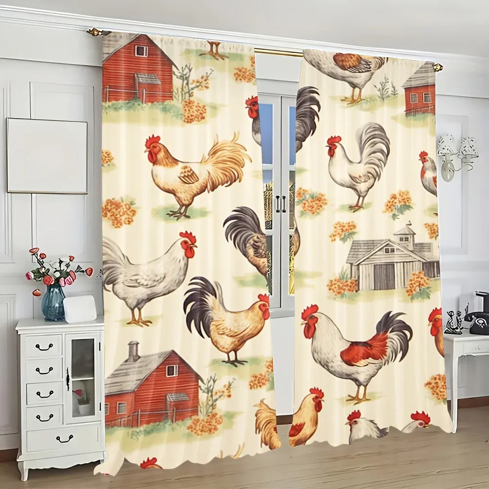 Tenture Champêtre Adorable – Habillage de Fenêtres avec Motifs Animaliers, Style Rustique Élégant