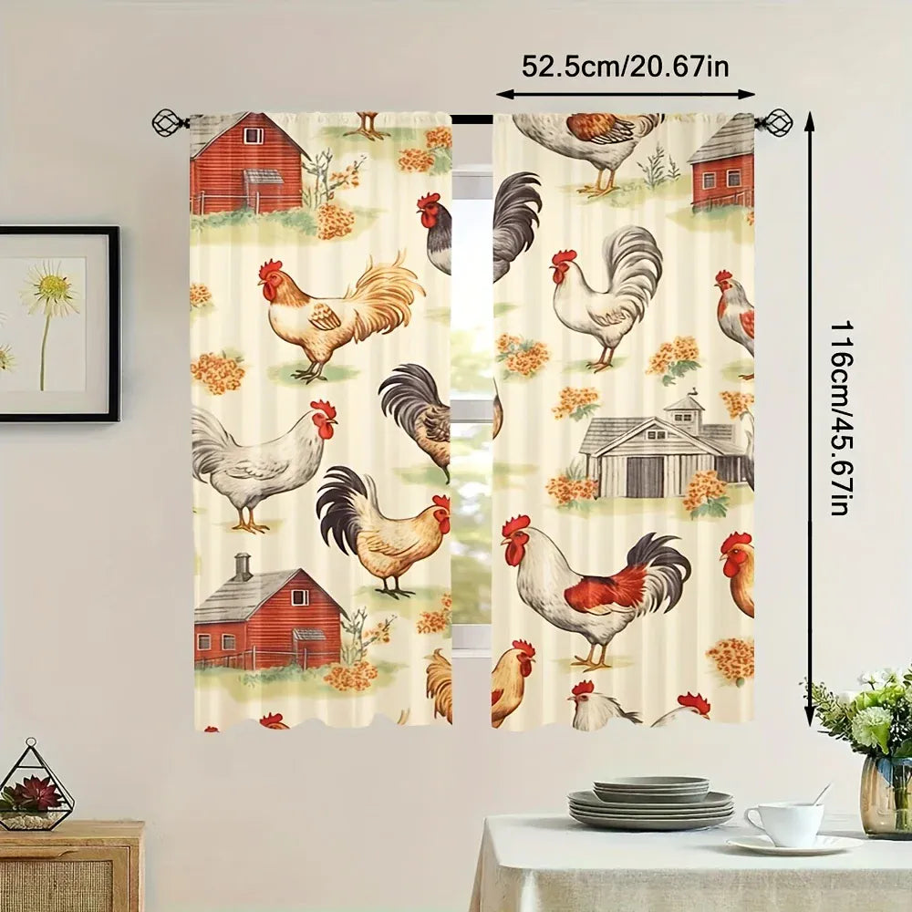 Tenture Champêtre Adorable – Habillage de Fenêtres avec Motifs Animaliers, Style Rustique Élégant