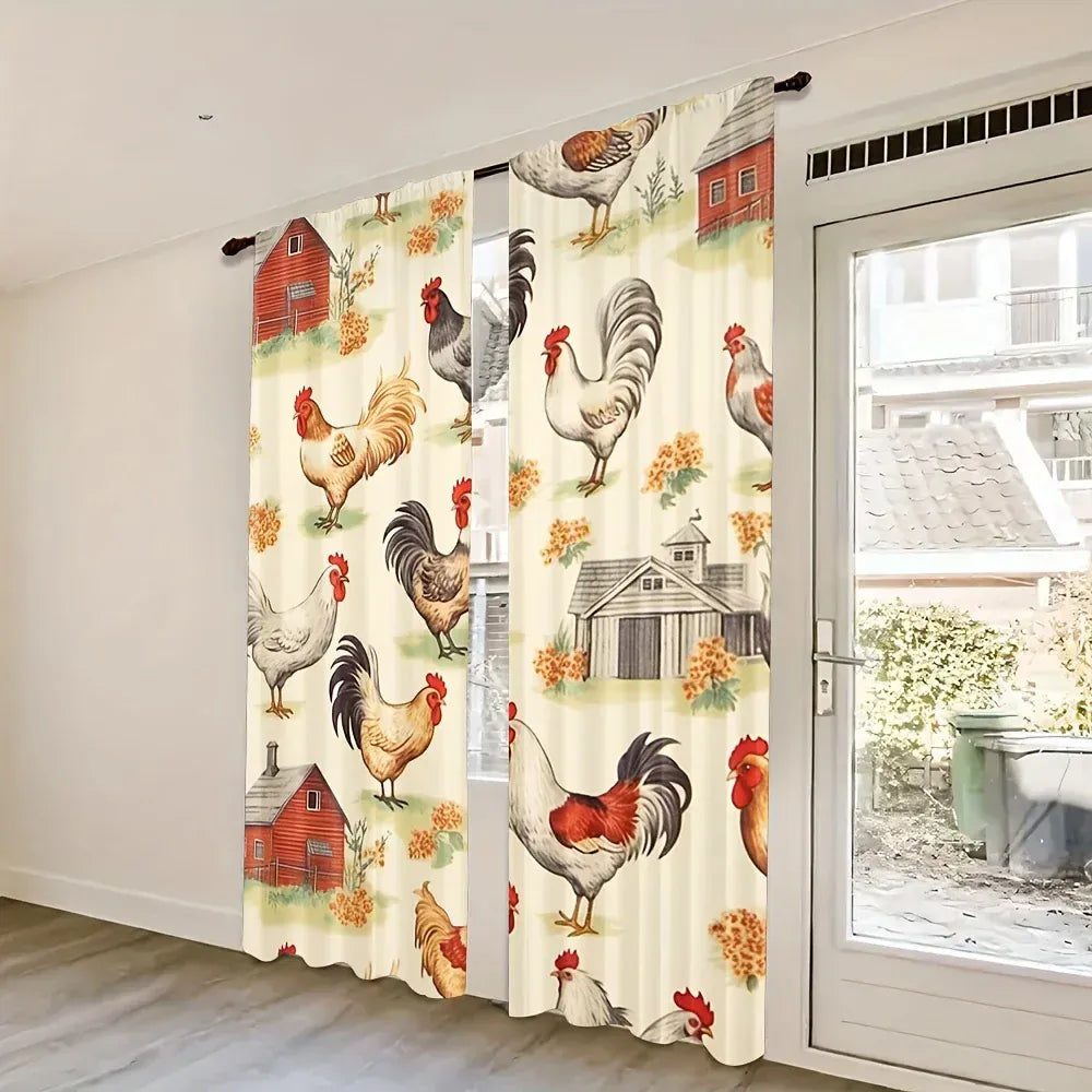 Tenture Champêtre Adorable – Habillage de Fenêtres avec Motifs Animaliers, Style Rustique Élégant