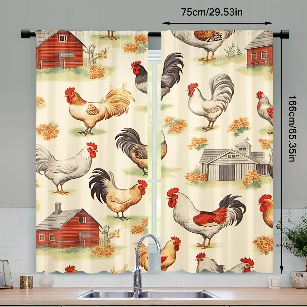 Tenture Champêtre Adorable – Habillage de Fenêtres avec Motifs Animaliers, Style Rustique Élégant