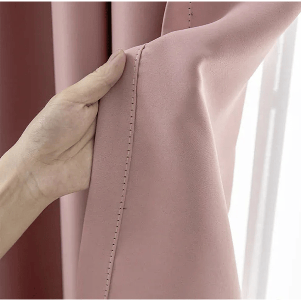 Tenture Contemporaine pour Pièce de Vie – Rideaux Thermiques Longs Rose pour Fenêtres et Portes