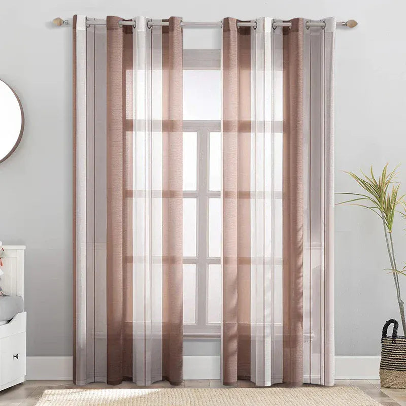 Tenture Contemporaine Salon & Séjour – Rideaux Tulle à Rayures Verticales Élégants