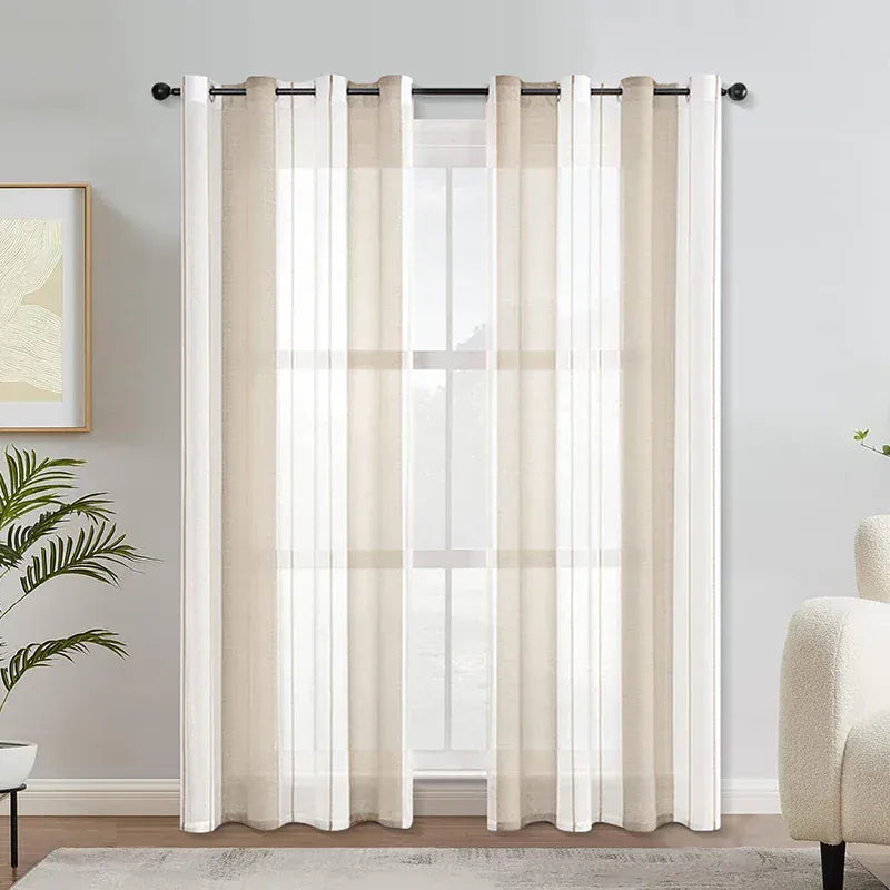 Tenture Contemporaine Salon & Séjour – Rideaux Tulle à Rayures Verticales Élégants
