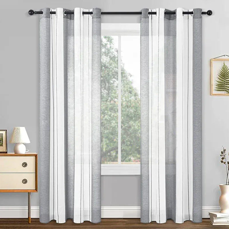 Tenture Contemporaine Salon & Séjour – Rideaux Tulle à Rayures Verticales Élégants