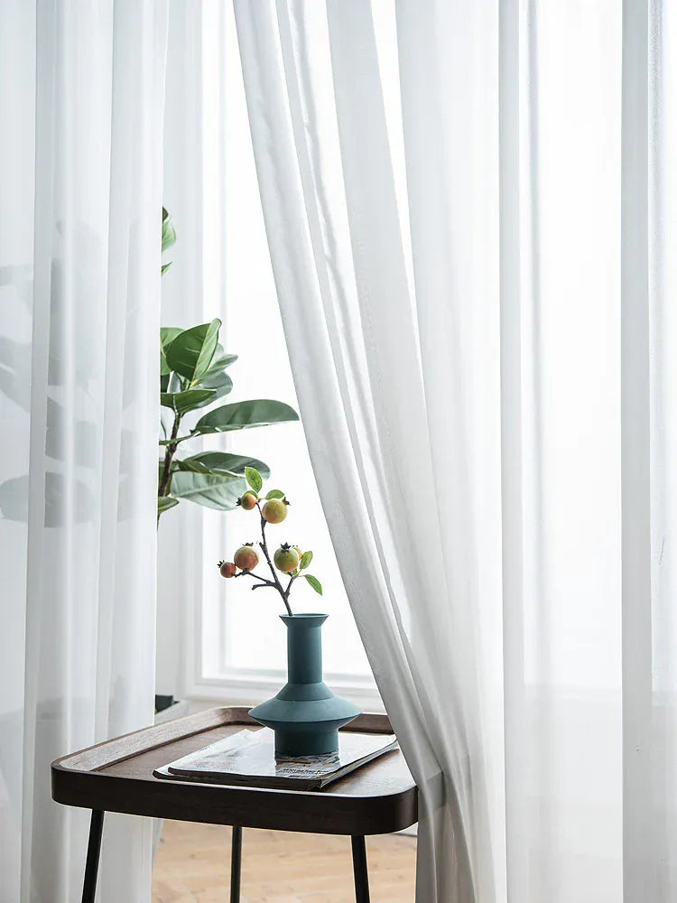 Voilage Blanc Chiffon – Rideau Transparent Doux, Poche Passe-Tringle, Filtre la Lumière, Salon / Chambre