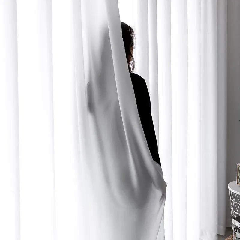 Voilage Blanc Chiffon – Rideau Transparent Doux, Poche Passe-Tringle, Filtre la Lumière, Salon / Chambre