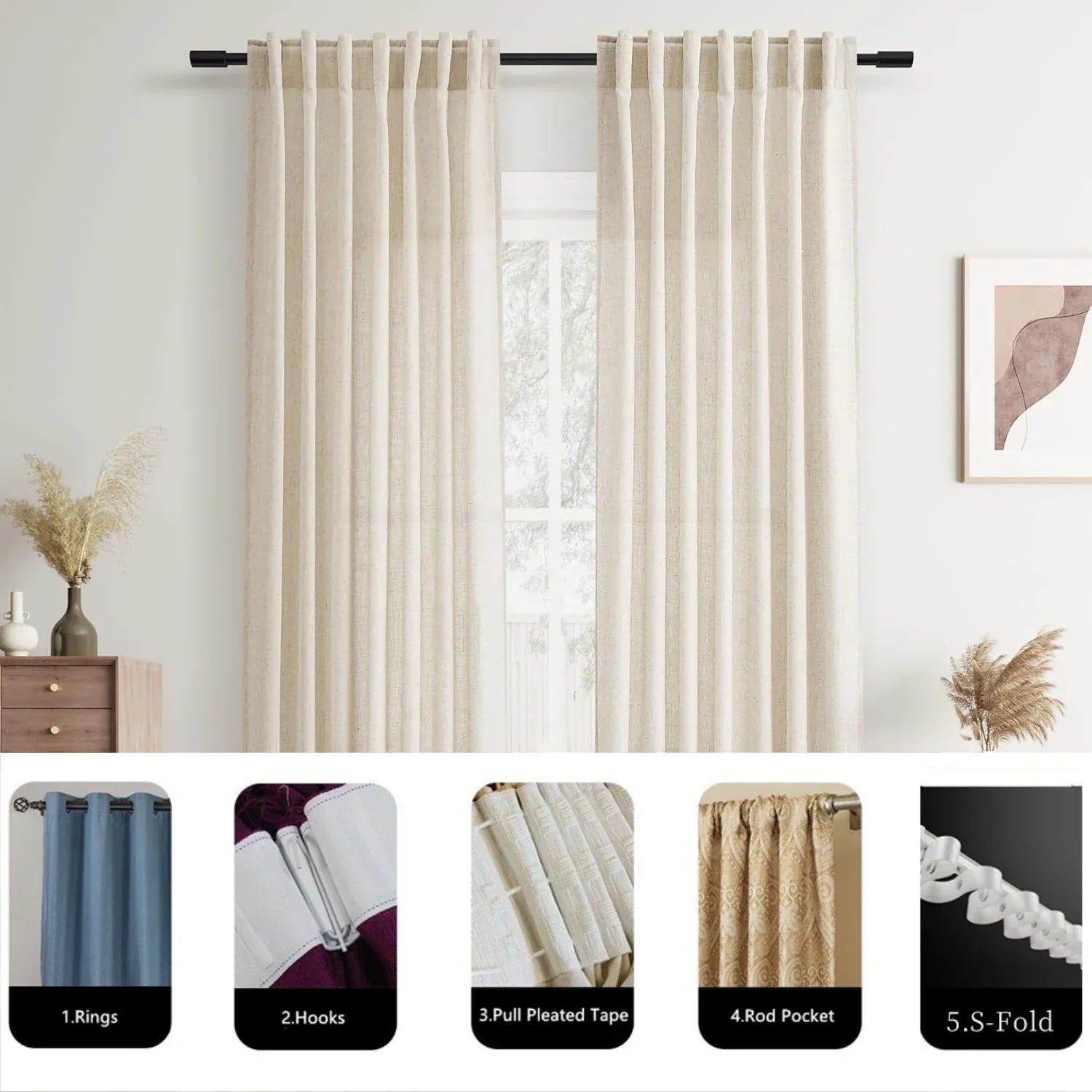 Voilage Contemporain Salon & Séjour – Extra-Long, Style Élégant et Transparent