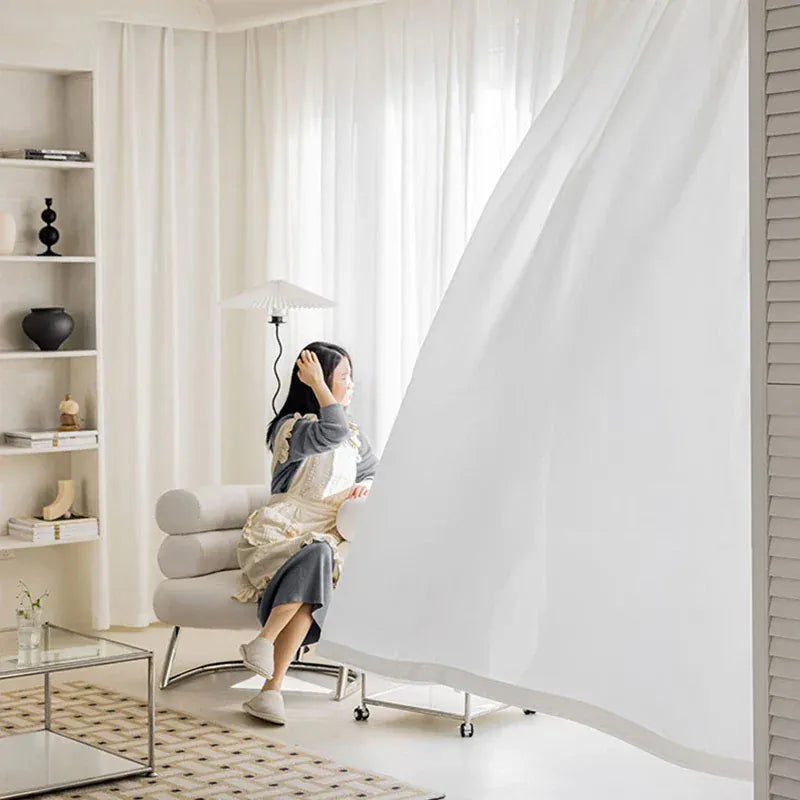 Voilage Épais Blanc Uni – Drapés Prêts à l’Emploi, Ambiance Lumière Douce, Maison & Salon