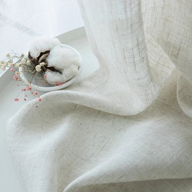 Voilage Épais Style Japonais – Tissu Effet Lin, Ondulations Élégantes pour Chambre ou Balcon