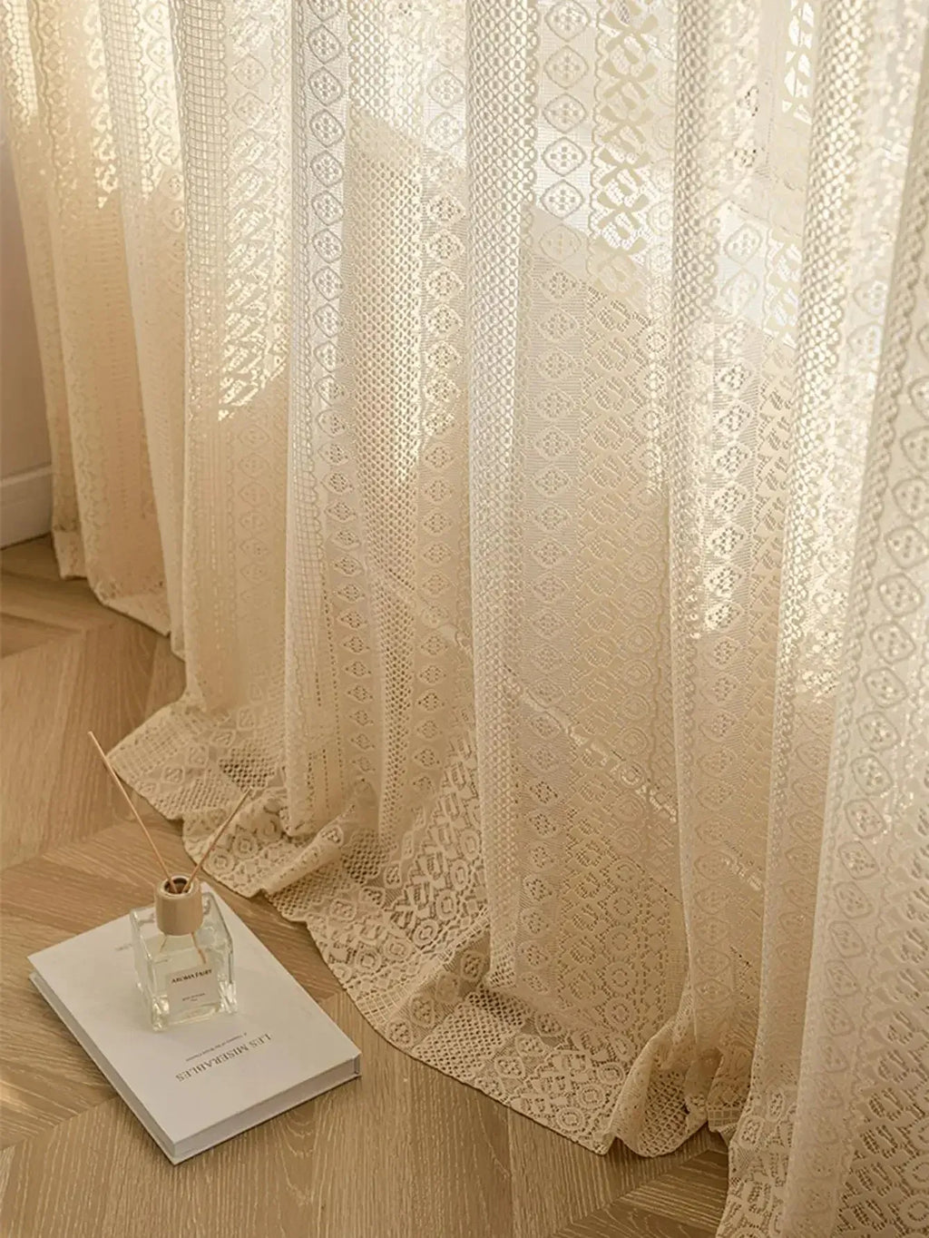 Voilage Japonais Rustiques – Tulle Transparent à Motif Géométrique Losanges, Pour Déco de Salon (1 Panneau)