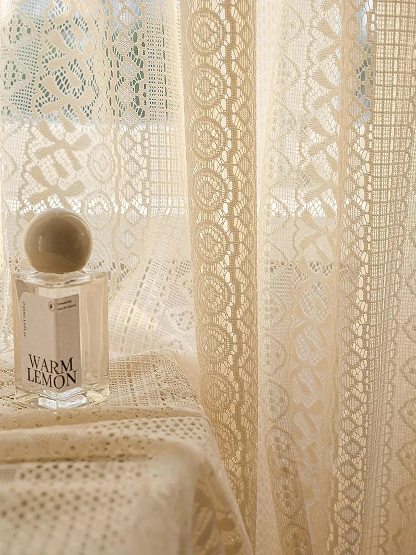Voilage Japonais Rustiques – Tulle Transparent à Motif Géométrique Losanges, Pour Déco de Salon (1 Panneau)