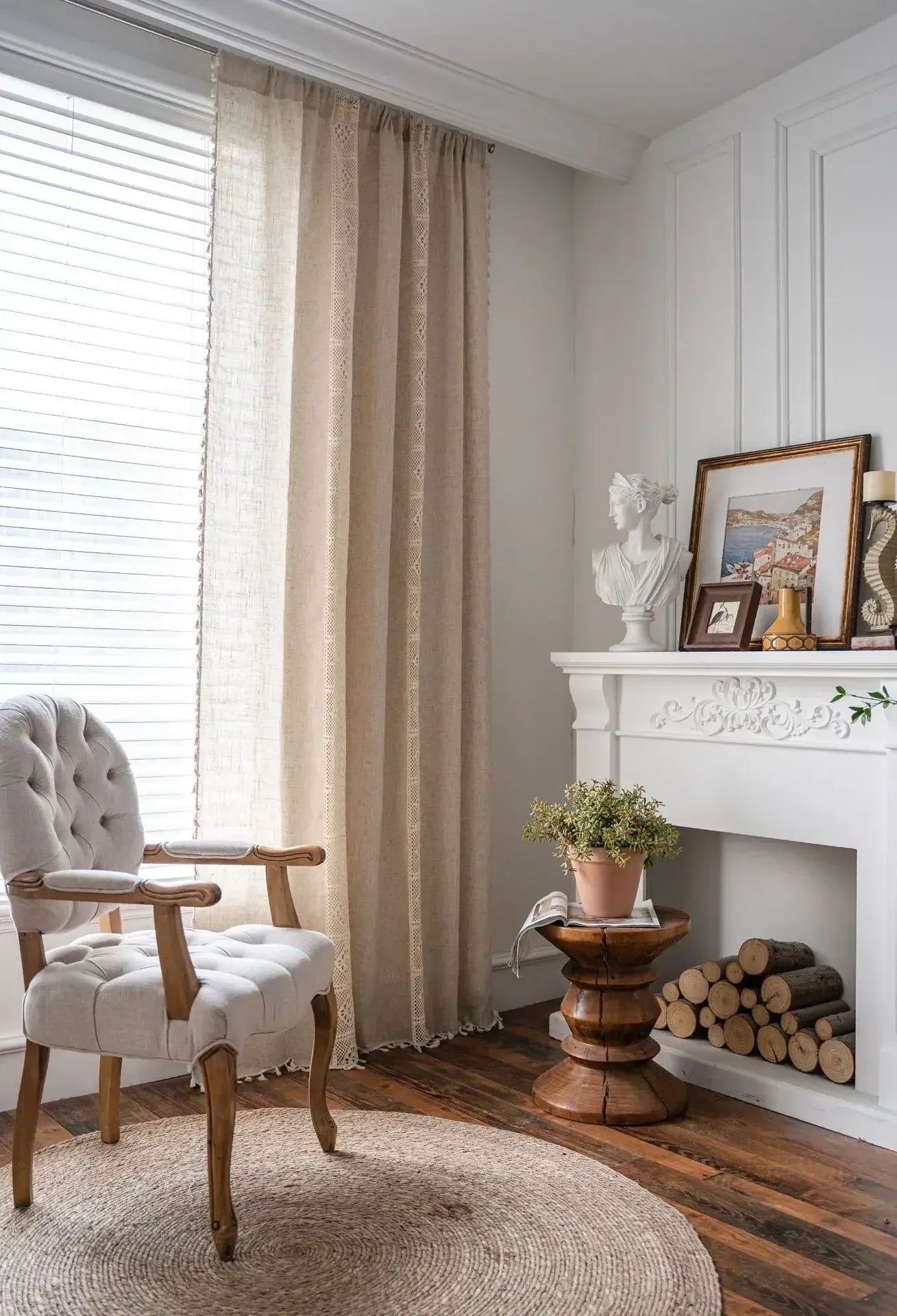 Voilage Léger Haut de Gamme – Tulle Blanc à Rayures pour Habillage de Fenêtres Salon