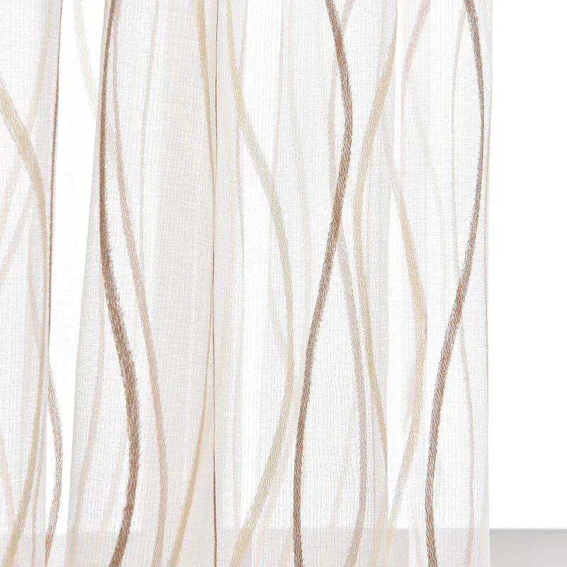 Voilage Rayé Rustique Jacquard – Rideaux Légers pour Chambre d’Enfant, Style Européen Élégant et Lumineux