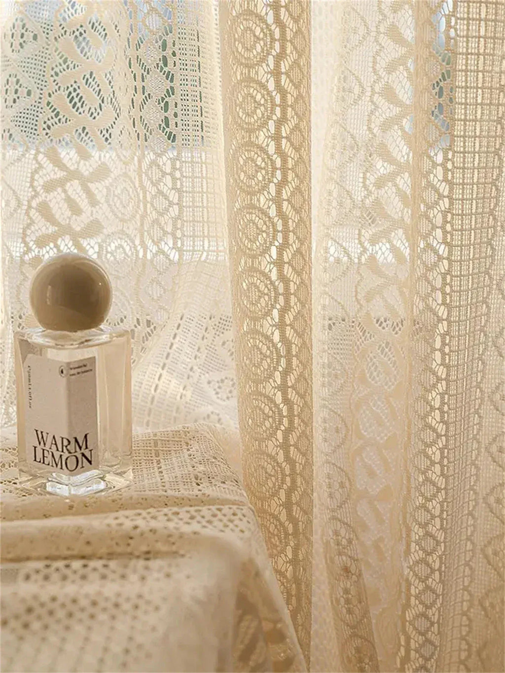 Voilage Rustique Japonais Bohème – Tulle Beige à Motif Losanges, Style Vintage Géométrique pour Salon (1 Panneau)