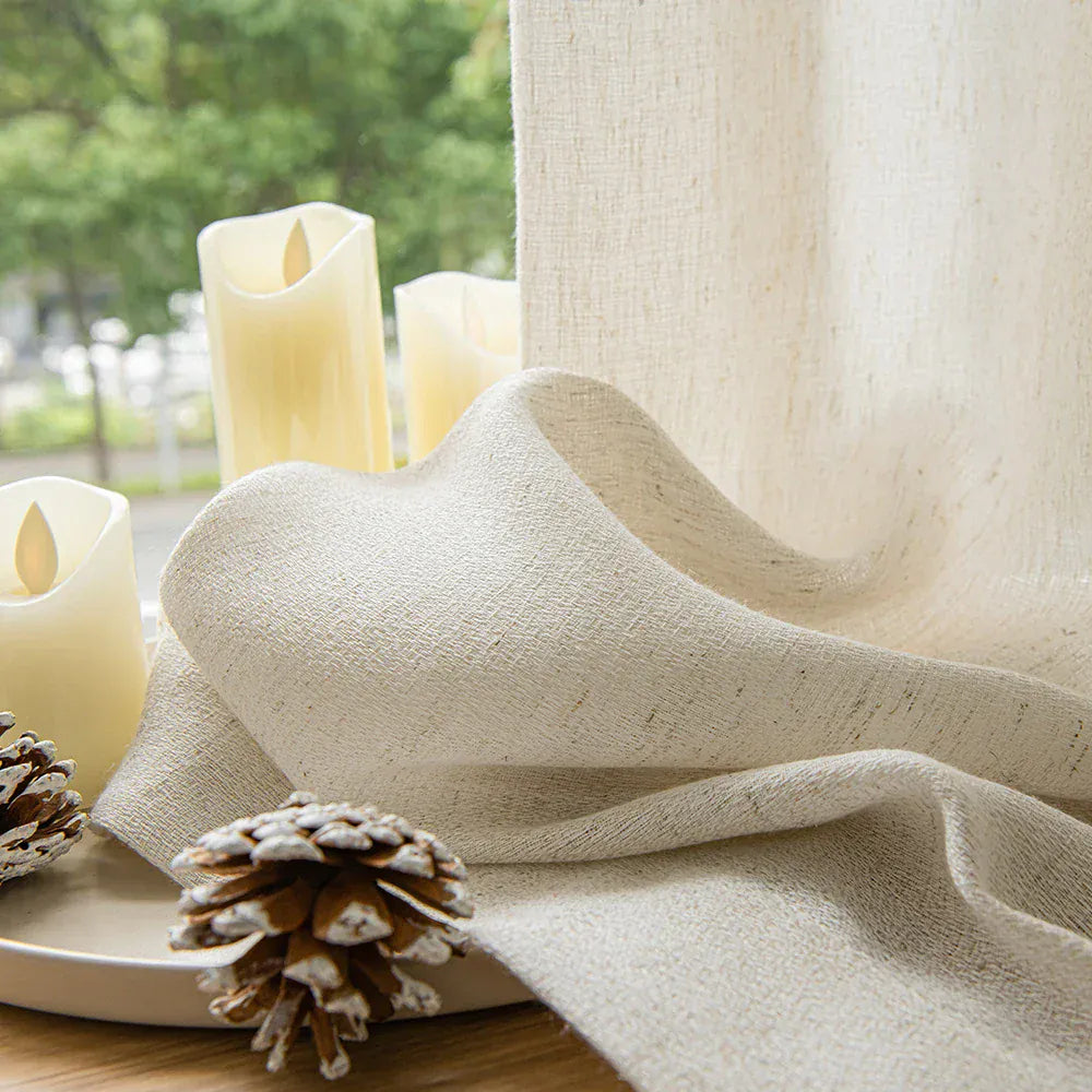 Voilage Style Lin Sur Mesure – Tulle Moderne Uni pour Salon ou Chambre, Déco Fenêtre Élégante